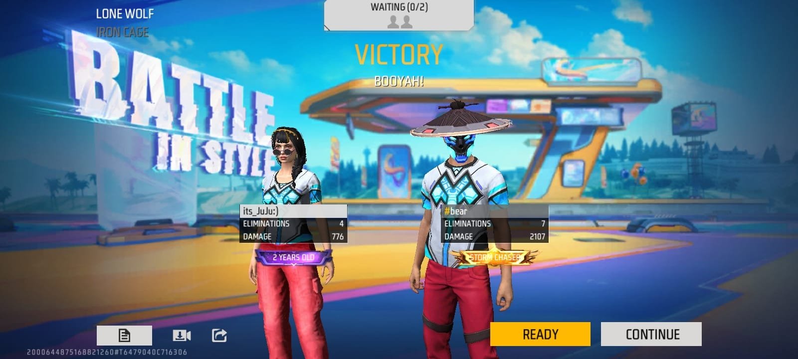 Free Fire victory screen with its_JuJu:) and #bear